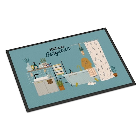 Carolines Treasures 18 x 27 in. Tan Poodle in Bathtub Indoor or Outdoor Mat CK7491MAT